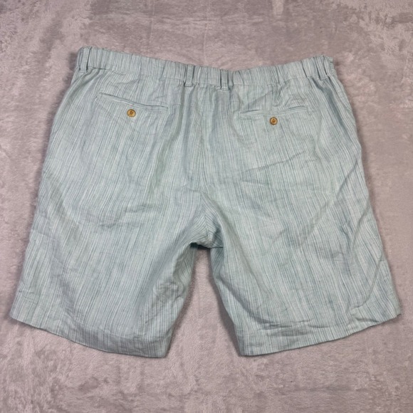 Tommy Bahama Mens XXL Linen Blend‎ Shorts Blue Striped Drawstring Casual - Picture 2 of 10